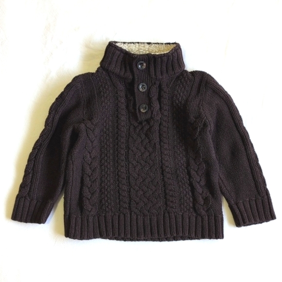babyGap brown wool blend cable knit popover sweater 3T toddler boys - Picture 1 of 6